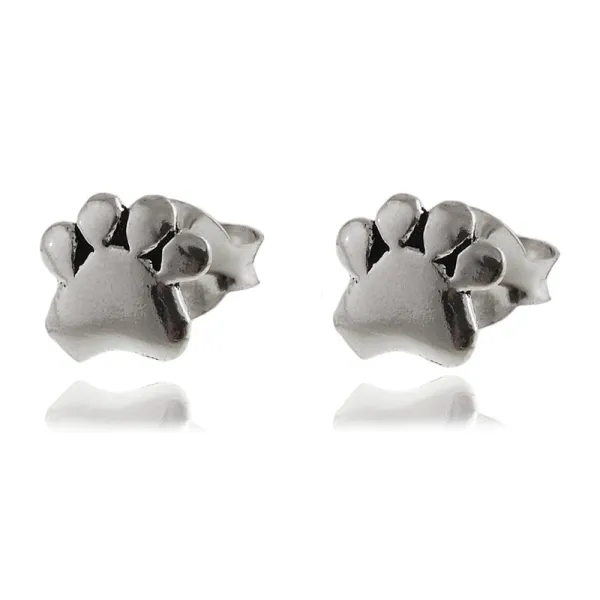 Delikatne oksydowane srebrne kolczyki celebrytki łapki psa kota srebro 925