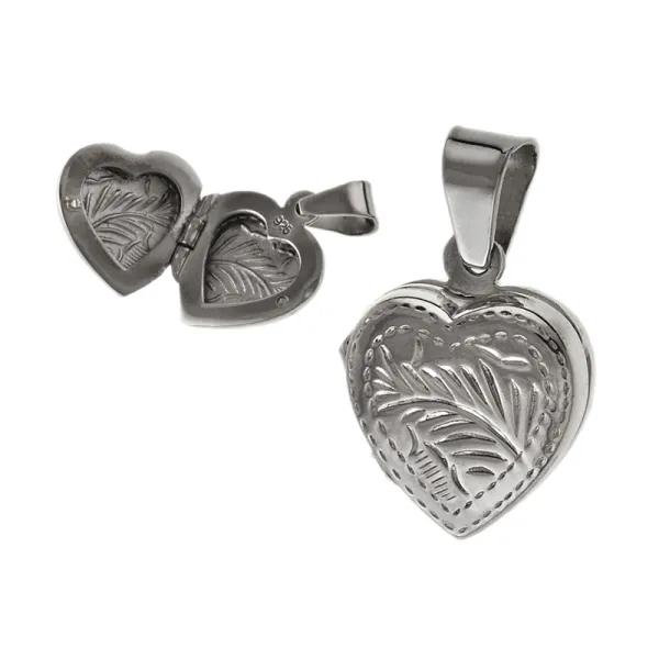 Elegancki srebrny otwierany wisiorek puzderko serce serduszko gałązki srebro 925