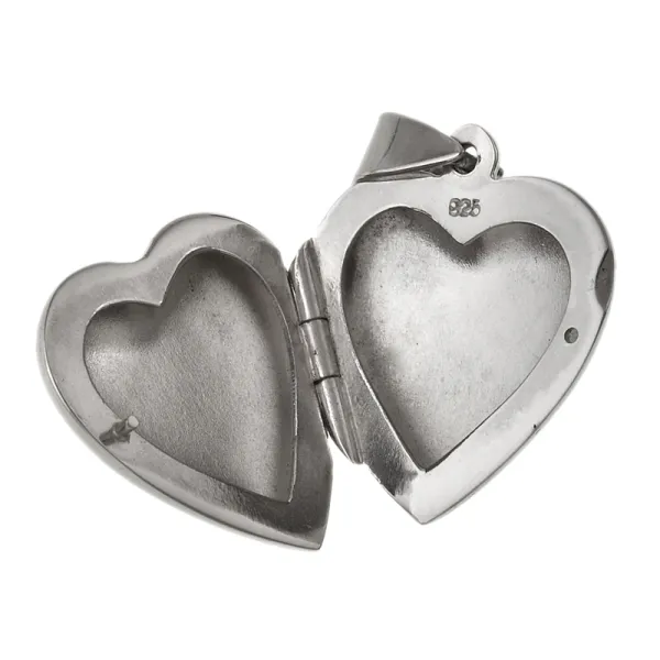 Elegancki srebrny otwierany wisiorek puzderko gładkie serce serduszko heart połysk srebro 925