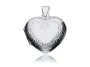 Elegancki otwierany duży srebrny wisior sekretnik puzderko serce serduszko grawerowany wzór srebro 925