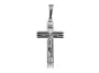 Elegancki oksydowany srebrny wisior duży dwustronny krzyż na gruby łańcuch z wizerunkiem Chrystusa srebro 925