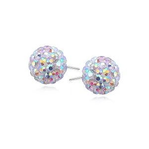 Kolczyki kulki kolorowe kryształki Swarovski multicolor 10mm shamballa discoball srebro 925