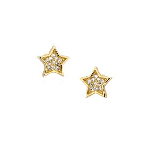 Delikatne pozłacane srebrne kolczyki celebrytki gwiazdki gwiazdy stars białe cyrkonie srebro 925
