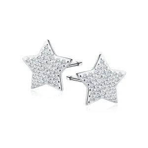 Delikatne rodowane srebrne kolczyki gwiazdki gwiazdy star białe cyrkonie srebro 925
