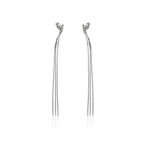 Eleganckie długie wiszące srebrne kolczyki chwosty łańcuszki srebro 925