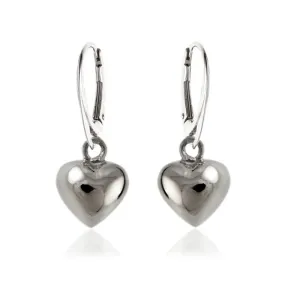 Eleganckie srebrne wiszące kolczyki gładkie serca serduszka heart srebro 925