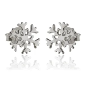 Delikatne srebrne kolczyki celebrytki płatek śniegu śnieżynka srebro 925