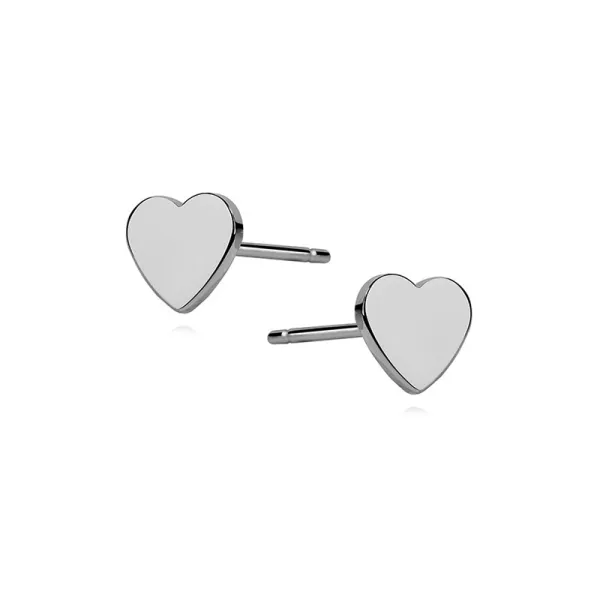 Delikatne rodowane srebrne gładkie kolczyki celebrytka serce serduszko srebro 925