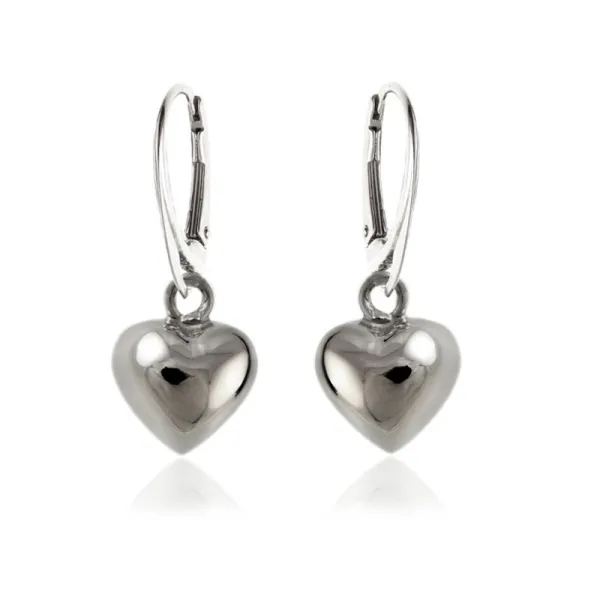Eleganckie srebrne wiszące kolczyki gładkie serca serduszka heart srebro 925