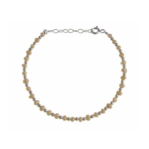 Delikatna srebrna bransoletka jasne perły perełki gładkie kulki kuleczki srebro 925