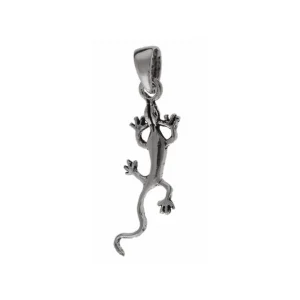 Delikatny oksydowany srebrny wisior wisiorek jaszczurka gekon srebro 925