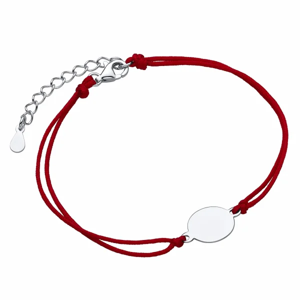 Bransoletka szczęścia celebrytka kółko kółeczko circle coin bawełna srebro 925