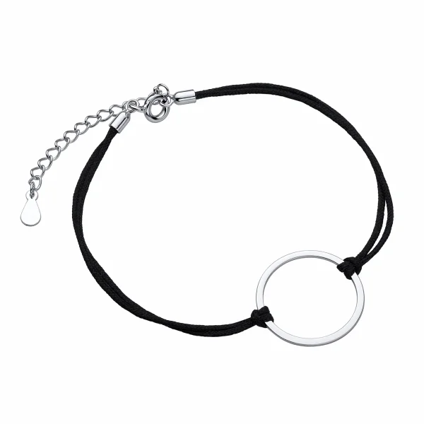 Bransoletka szczęścia celebrytka kółko kółeczko circle ring bawełna srebro 925