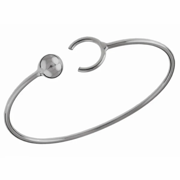 Elegancka gładka otwarta sztywna srebrna bransoleta kulka kuleczka otwarte kółko srebro 925