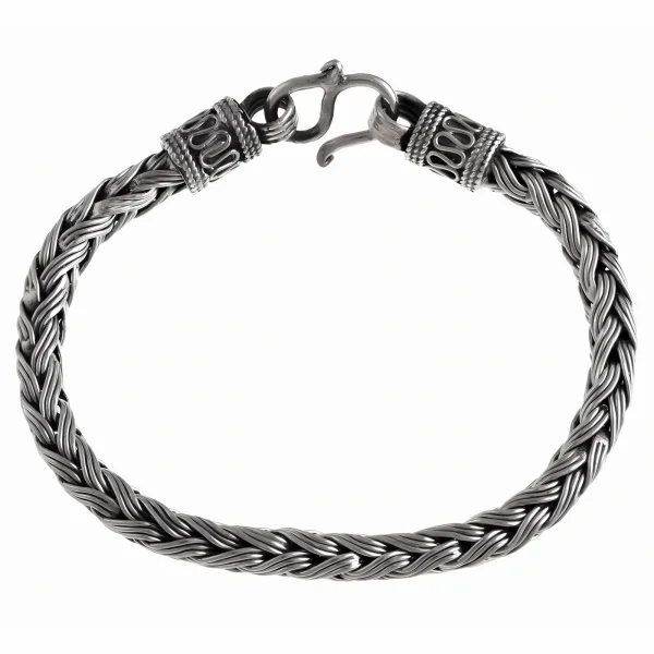 Elegancka oksydowana srebrna bransoleta kłos warkocz 5,5mm srebro 925