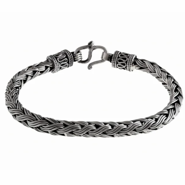 Elegancka oksydowana srebrna bransoleta kłos warkocz 5,5mm srebro 925