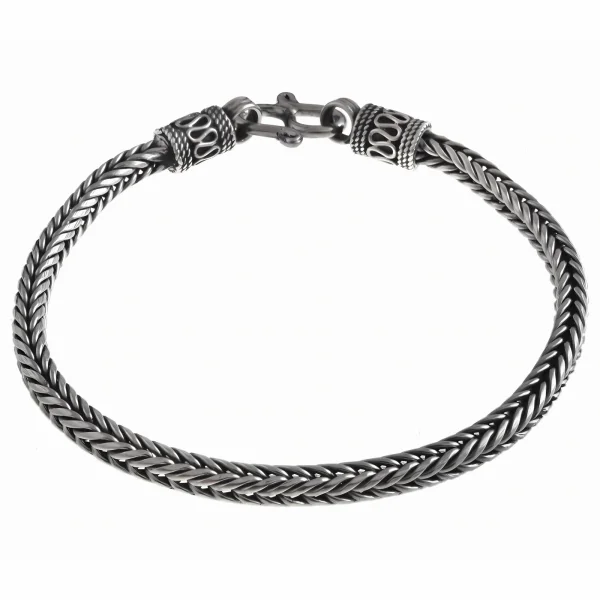 Elegancka oksydowana srebrna bransoleta kłos warkocz 3,8mm srebro 925