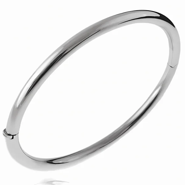 Elegancka owalna sztywna gładka bransoleta 4mm srebro 925