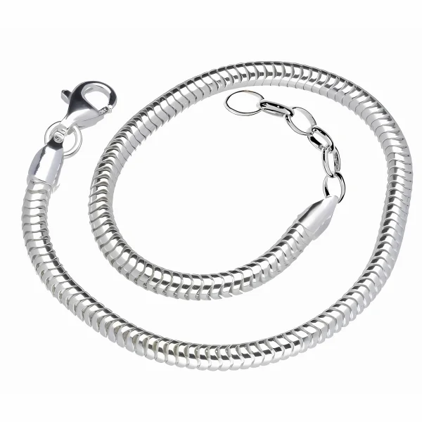 Srebrna bransoleta baza przywieszek charms gruba żmijka regulowana 3 mm snake srebro 925
