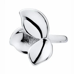 Delikatna rodowana srebrna nausznica z listkami kolczyk na małżowinę ear cuff srebro 925