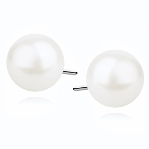 Delikatne srebrne kolczyki wkrętki jasne perły perełki 6mm srebro 925