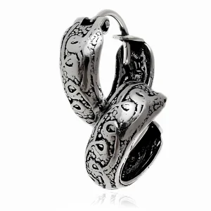 Eleganckie oksydowane srebrne kolczyki koła kółka 1,3cm rynienki ze wzorem srebro 925