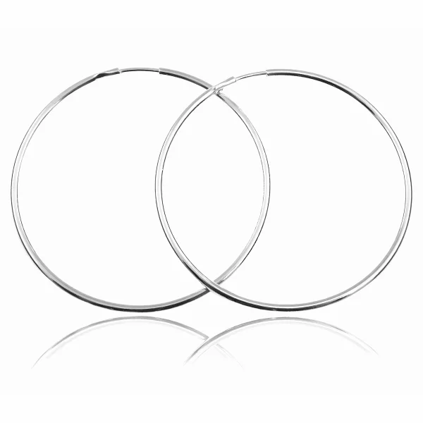 Eleganckie klasyczne srebrne kolczyki gładkie duże koła kółka 1,5mm 4cm srebro 925