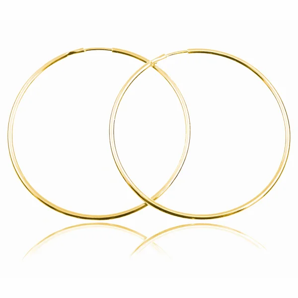 Eleganckie klasyczne srebrne kolczyki gładkie duże koła kółka 1,5mm 4cm srebro 925
