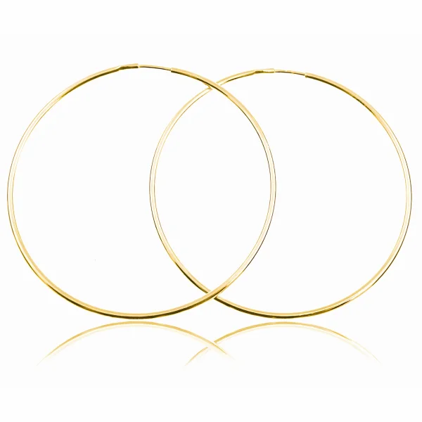 Eleganckie klasyczne pozłacane srebrne kolczyki gładkie duże koła kółka 1,5mm 5cm srebro 925