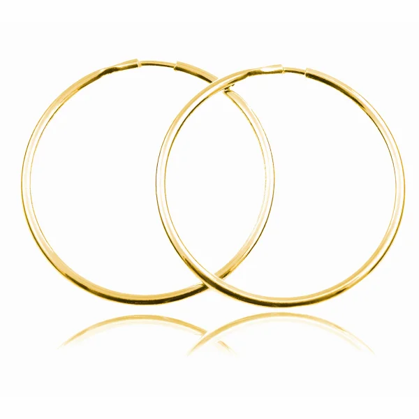 Eleganckie klasyczne pozłacane srebrne kolczyki gładkie grube koła kółka 1.9mm 3cm srebro 925