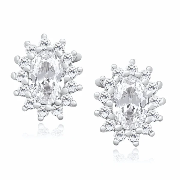 Eleganckie rodowane srebrne kolczyki markizy białe cyrkonie srebro 925