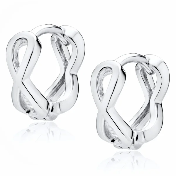 Eleganckie rodowane srebrne gładkie kolczyki kółka circle nieskończoność infinity srebro 925