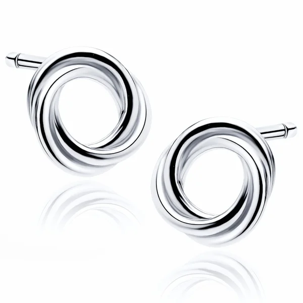 Delikatne rodowane srebrne gładkie kolczyki celebrytka plecione kółka kółeczka ring srebro 925