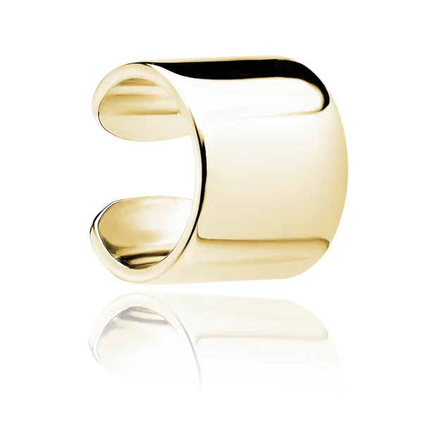 Elegancka pozłacana srebrna gładka nausznica kolczyk na małżowinę ear cuff połysk srebro 925
