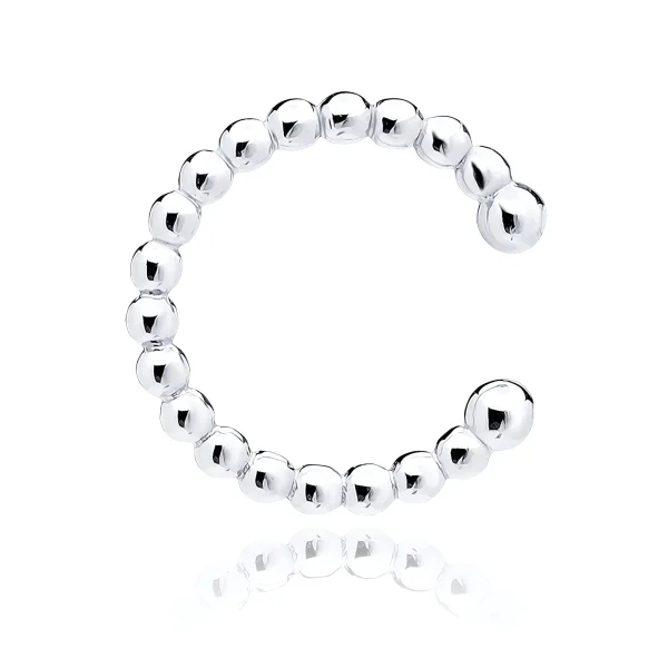 Delikatna rodowana srebrna nausznica kulki kuleczki balls kolczyk na małżowinę ear cuff srebro 925