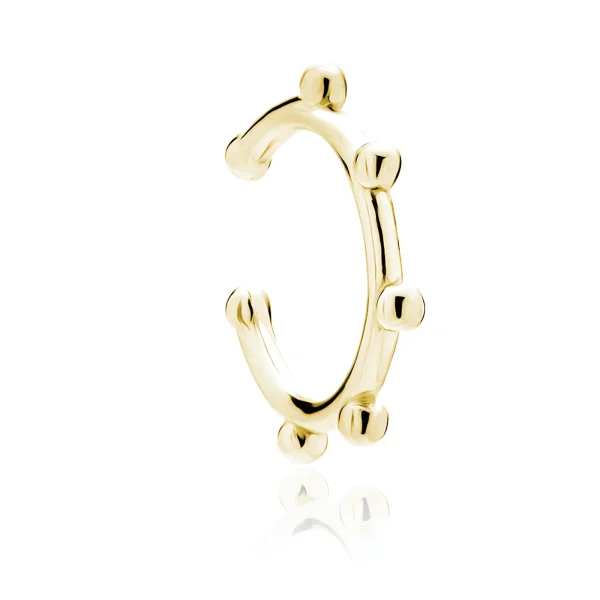 Delikatna pozłacana srebrna nausznica z kulkami kolczyk na małżowinę ear cuff srebro 925