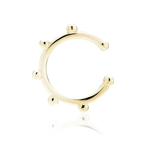 Delikatna pozłacana srebrna nausznica z kulkami kolczyk na małżowinę ear cuff srebro 925