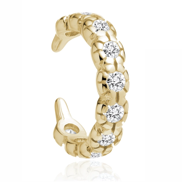 Delikatna pozłacana srebrna nausznica kolczyk na małżowinę ear cuff białe cyrkonie srebro 925