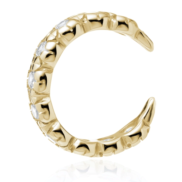 Delikatna pozłacana srebrna nausznica kolczyk na małżowinę ear cuff białe cyrkonie srebro 925