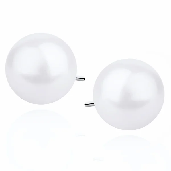 Delikatne srebrne kolczyki wkrętki jasne perły perełki 8mm srebro 925