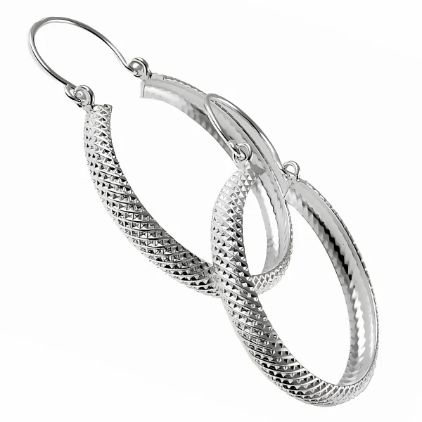 Eleganckie srebrne kolczyki koła kółka rynienki wzór srebro 925