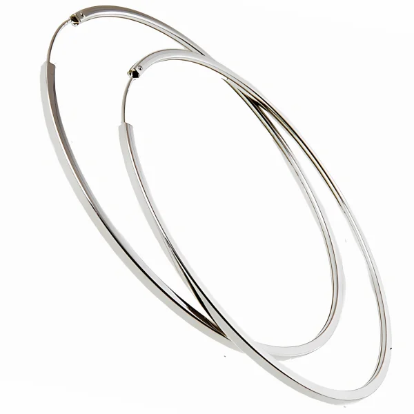 Eleganckie srebrne kolczyki gładkie duże koła kółka 6cm srebro 925