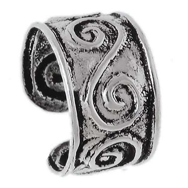 Elegancki oksydowany srebrny kolczyk nausznica na małżowinę ze wzorem ear cuff srebro 925