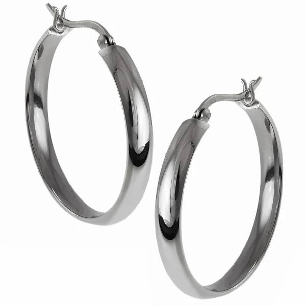 Eleganckie srebrne kolczyki gładkie koła kółka 3,5cm rynienki circle ring połysk srebro 925