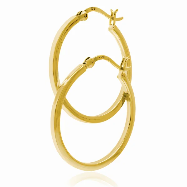 Eleganckie klasyczne pozłacane srebrne kolczyki gładkie koła kółka 3cm srebro 925