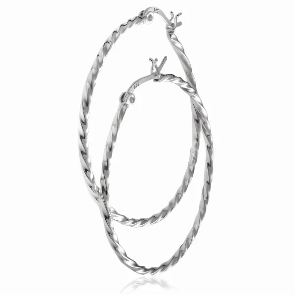 Eleganckie klasyczne srebrne kolczyki kręcone koła kółka spiralki spirale 4cm srebro 925