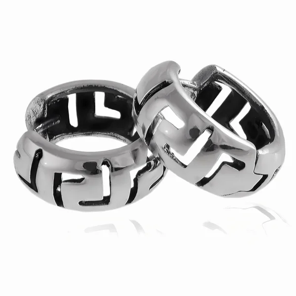 Eleganckie oksydowane srebrne gładkie kolczyki kółka 1,3cm ze wzorem srebro 925