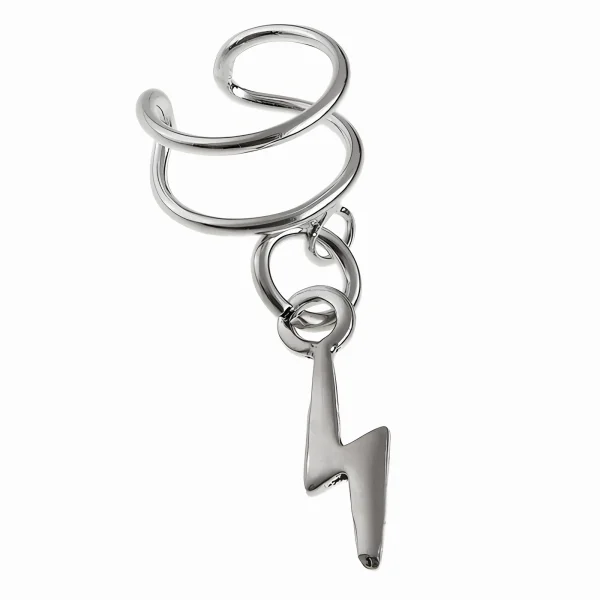 Elegancki srebrny kolczyk gładka nausznica  na małżowinę ear cuff piorun błyskawica grom srebro 925