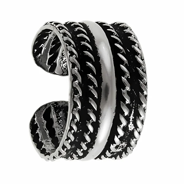 Elegancki oksydowany srebrny kolczyk nausznica na małżowinę ze wzorem ear cuff srebro 925