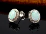 Eleganckie owalne rodowane srebrne kolczyki z opalem i cyrkoniami owal opal cyrkonie srebro 925